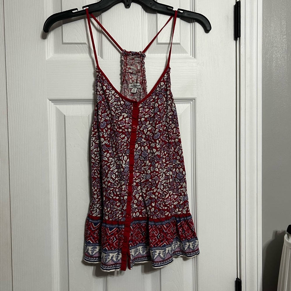 American Eagle Outfitters Red and Blue Patterned Camisole